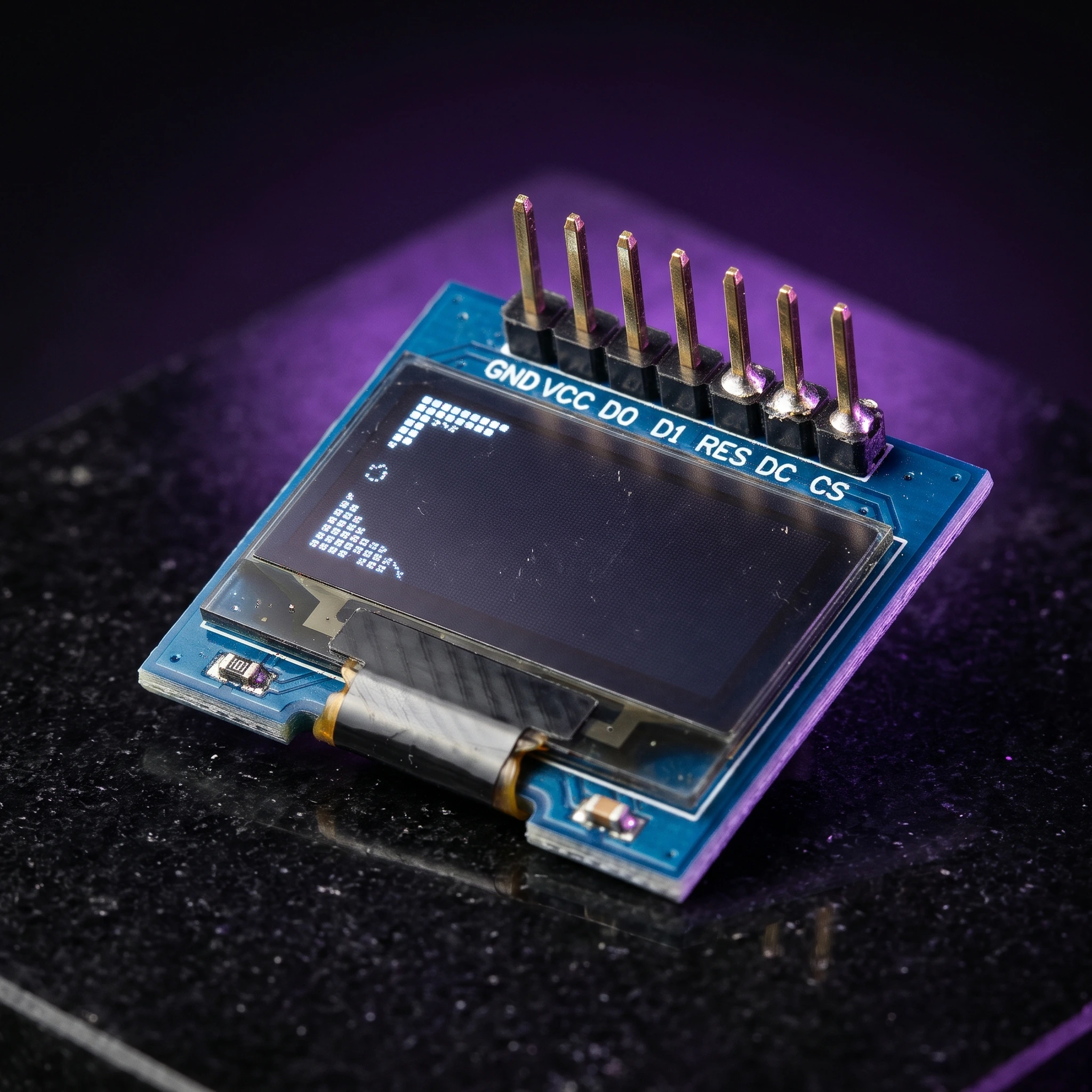 0.96 Inch Blue SPI OLED Display Module 7-Pin 128×64 – SSD1306 — Display & Communication