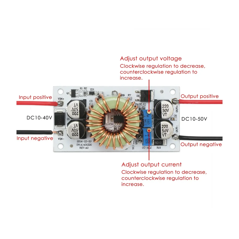 250W High Power Constant voltage Current Adjustable Aluminum Substrate LED Driver Module — Pinout diagram