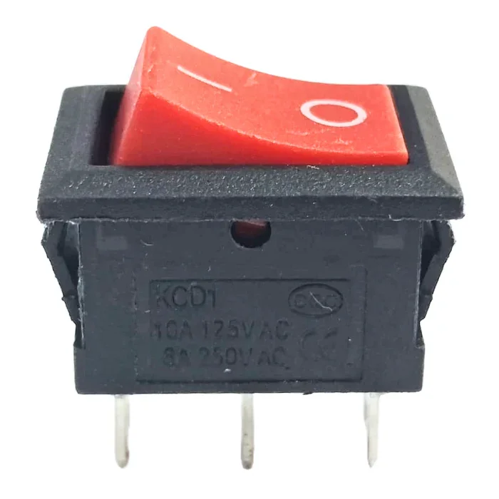 6A 250V SPDT 3 Pin Mini Rocker Switch ON/OFF Red 2 Position Switch — Pinout diagram
