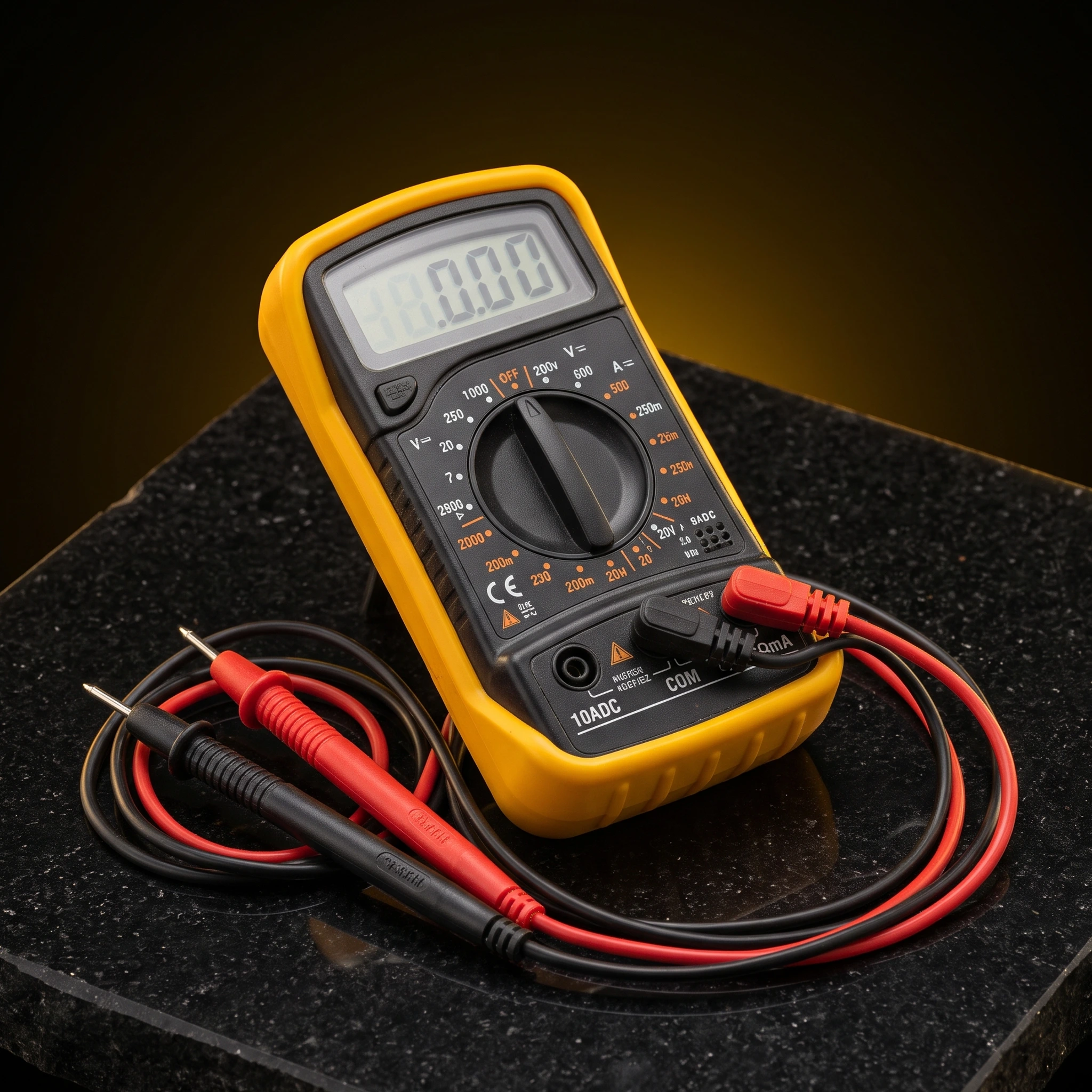 Digital Multimeter Small Yellow Color LCD AC DC Measuring Voltage Current — Power & Components