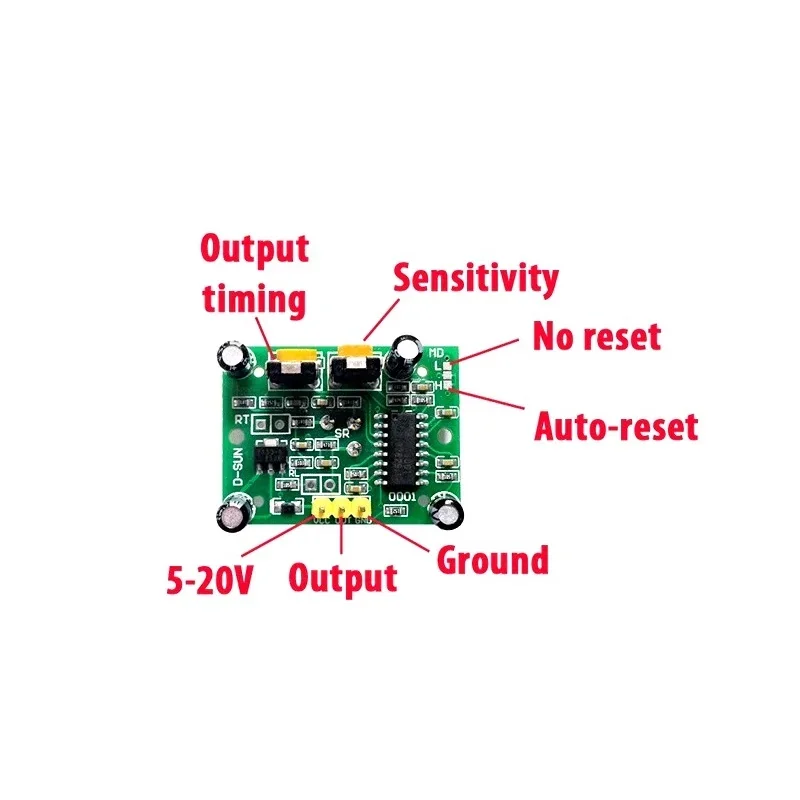 PIR Motion Sensor Detector Module HC-SR501 — Pinout diagram