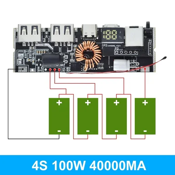 QC3.0 PD 2.0 Power Bank Dual Type-C Port Two-way Fast Charging Mobile Power Bank Module — Pinout diagram