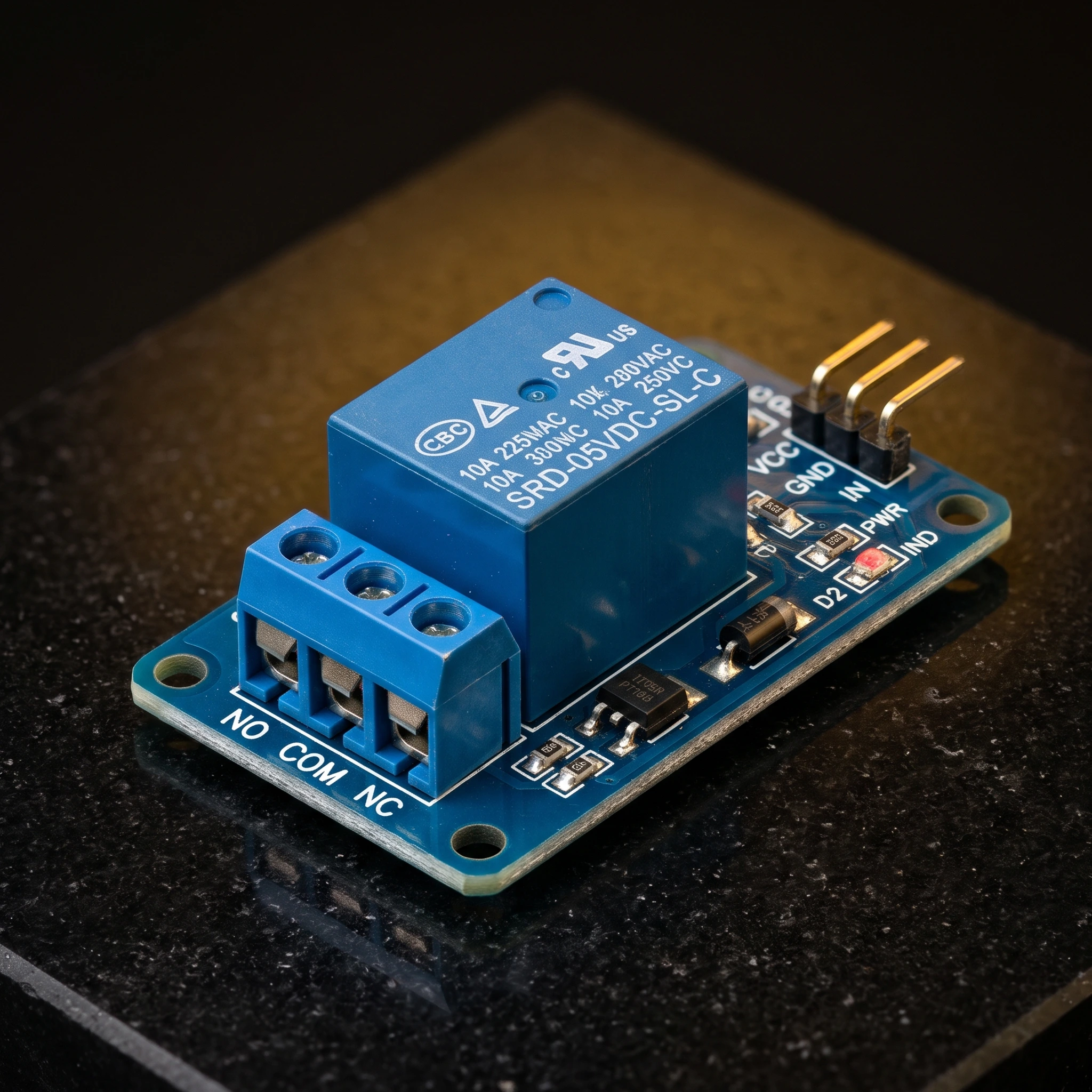 Relay Module 5V 10A (1-channel) — Power & Components