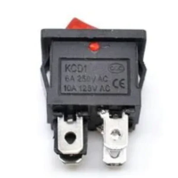 6A 250V SPDT ON/OFF Rocker Switch with Indicator Light Panel Mount 4 Pin — Pinout diagram