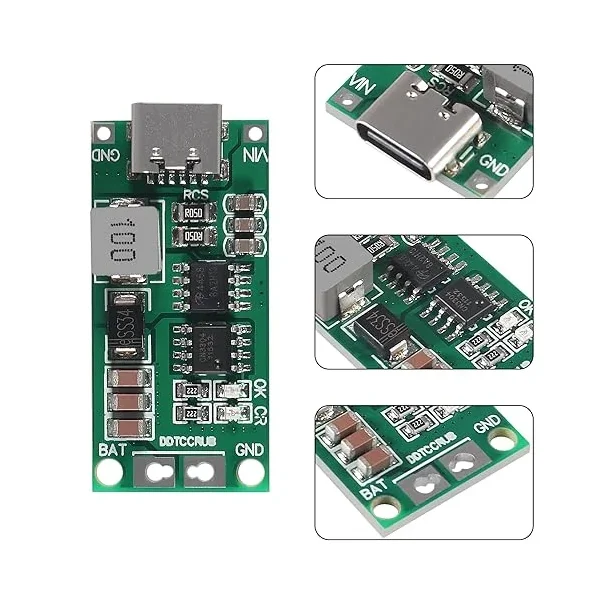 Type-C 3S 4A 18650 Lithium Battery Charger Module | USB-C Step-Up Boost Charging Board for Li-ion — Pinout diagram