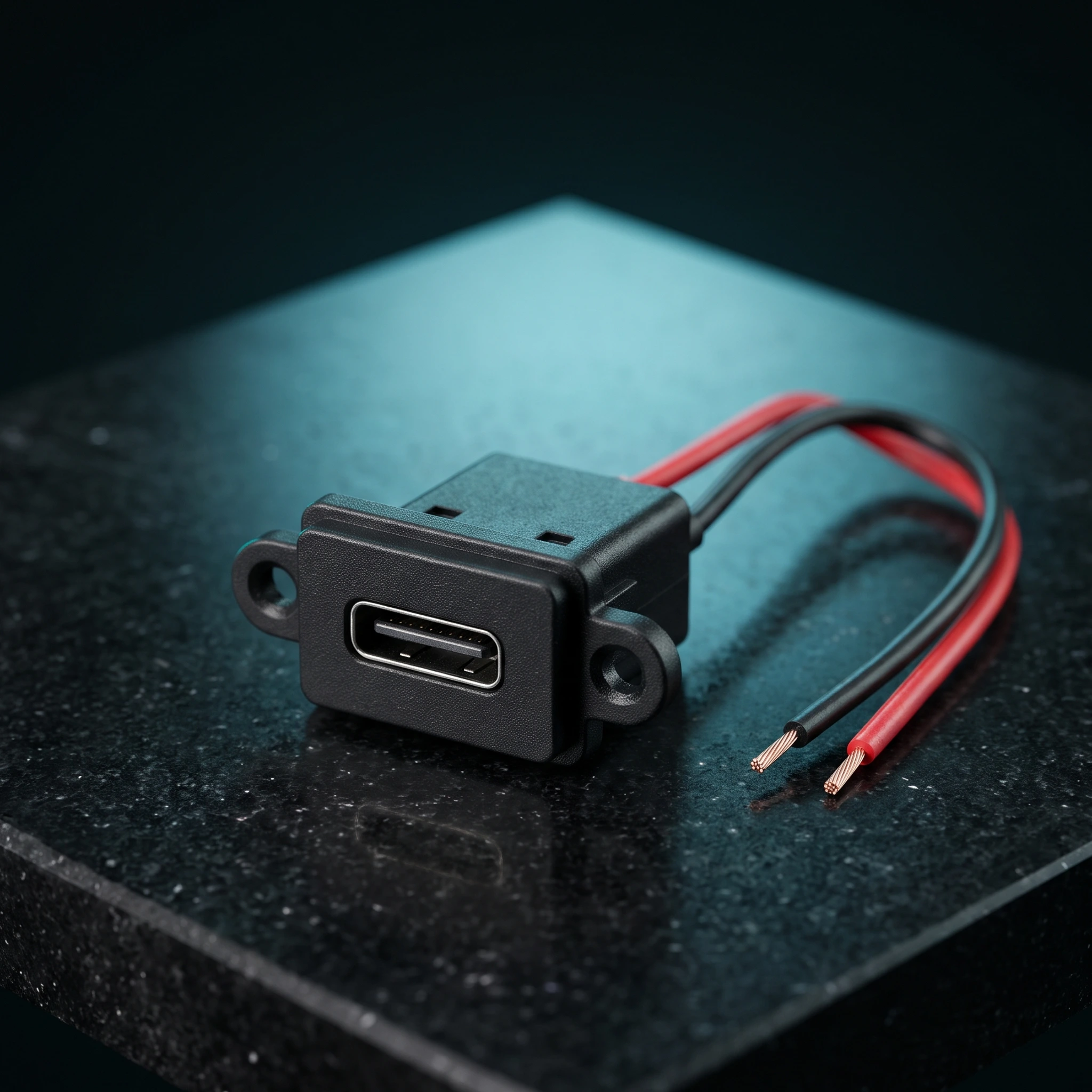 USB Type-C Panel Mount Female Connector 2 Pin | DIY Charging Socket Port — Connectors & Wires