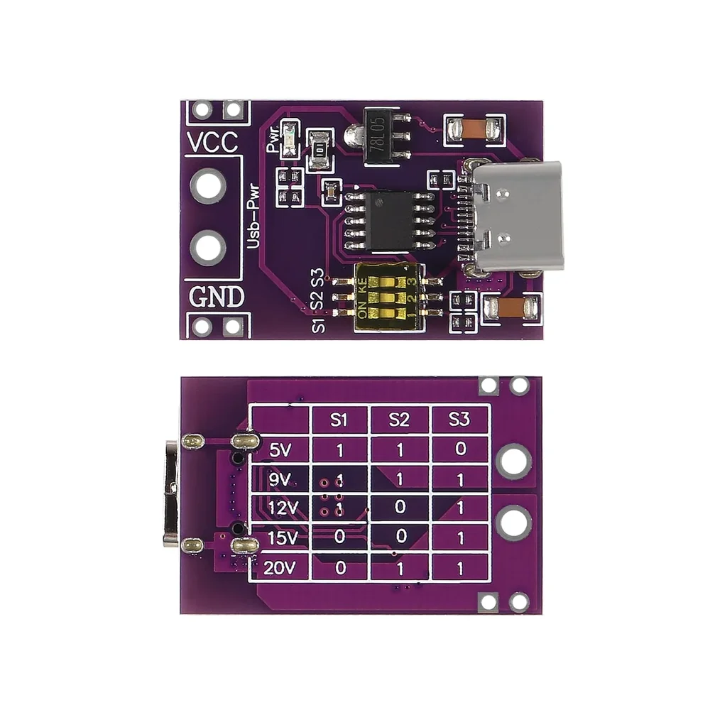Type-C PD/QC/AFC Fast Charge Decoy Trigger Module – 5V/9V/12V/15V/20V Fixed Output — Pinout diagram