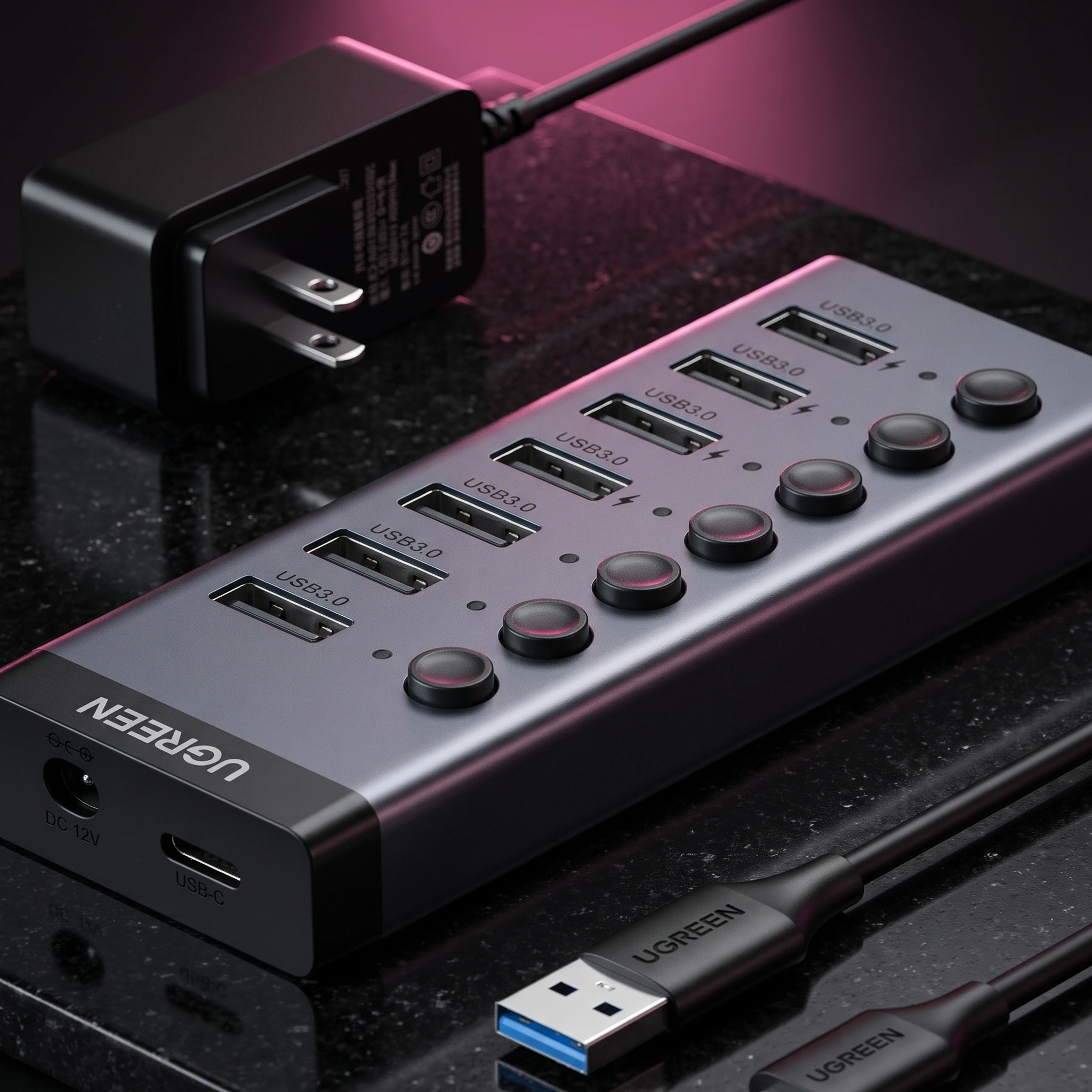 UGREEN Powered 7-Port USB 3.0 Hub — Gaming Accessories