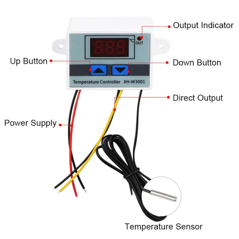 XH-W3001 AC 220V 1500W Digital Microcomputer Thermostat Switch — Pinout diagram